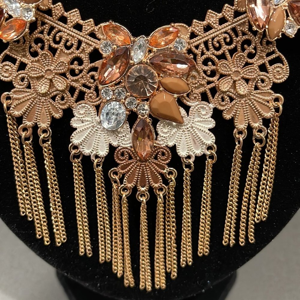 Multicolored & Patterned Plastron Necklace - image 3